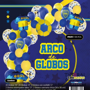 SET DE GLOBOS ARCO GUIRNALDA BOCA JUNIORS 56 UNIDADES X 1